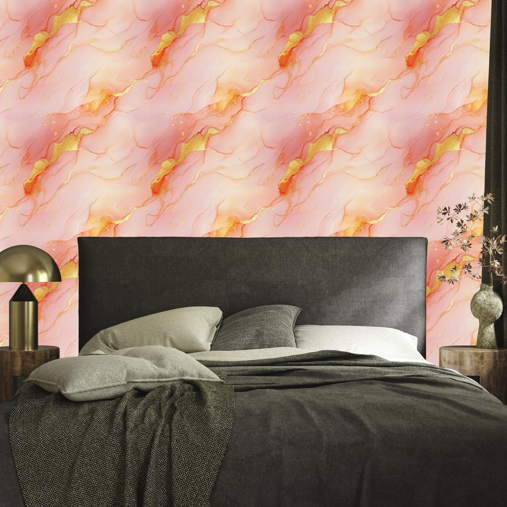 Cream, coral and peach ink wallpaper for living room and bedroom 50x1000