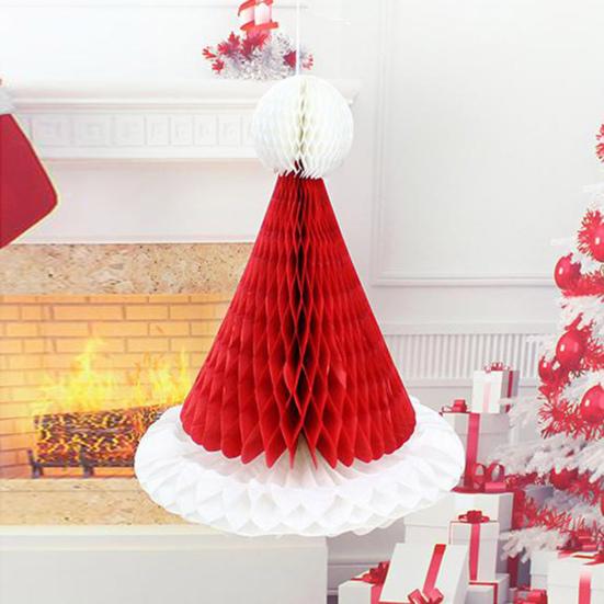 Yousheng Christmas Tree Decoration Hanging Ornament Easy Assembly Festive Hanging Decor 3D Honeycomb Paper Decoration