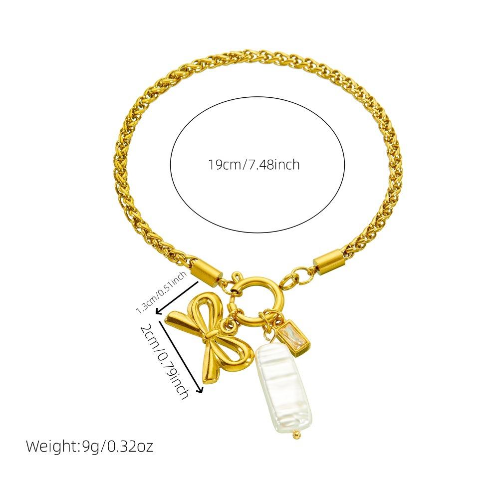 Fashion Minimalist Gold Twisted Chain Bowknot Shell Pendant Bracelet