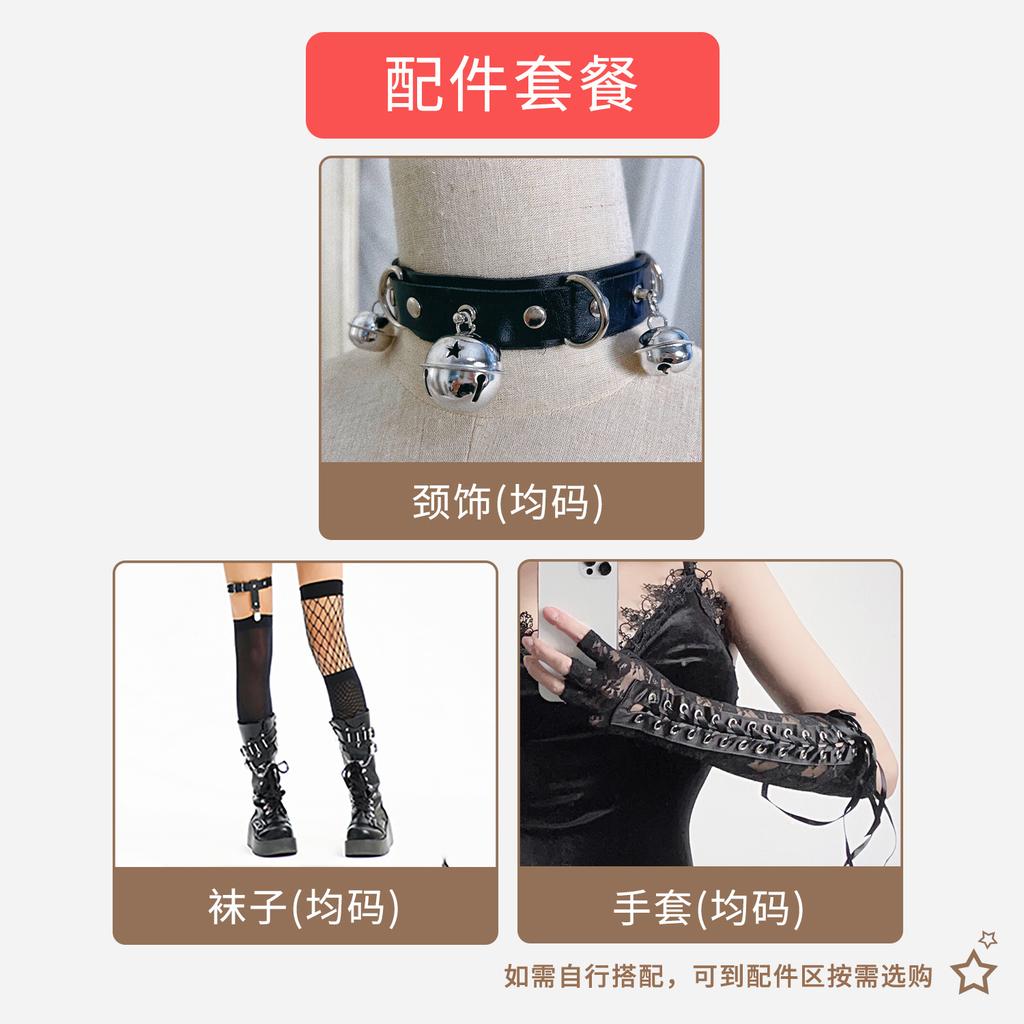 Темный готический костюм на Хэллоуин Сексуальные невинные девочки Панк Винтаж Облегающее Сладкое Пикантное Платье