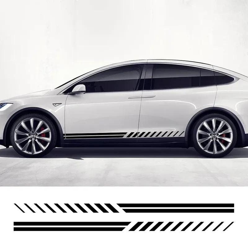 2PCS Car Body Side Stripe Skirts Stickers Self-adhesive Vinyl Decals Car Body Decoration Stickers Accessories For Tesla Model Y