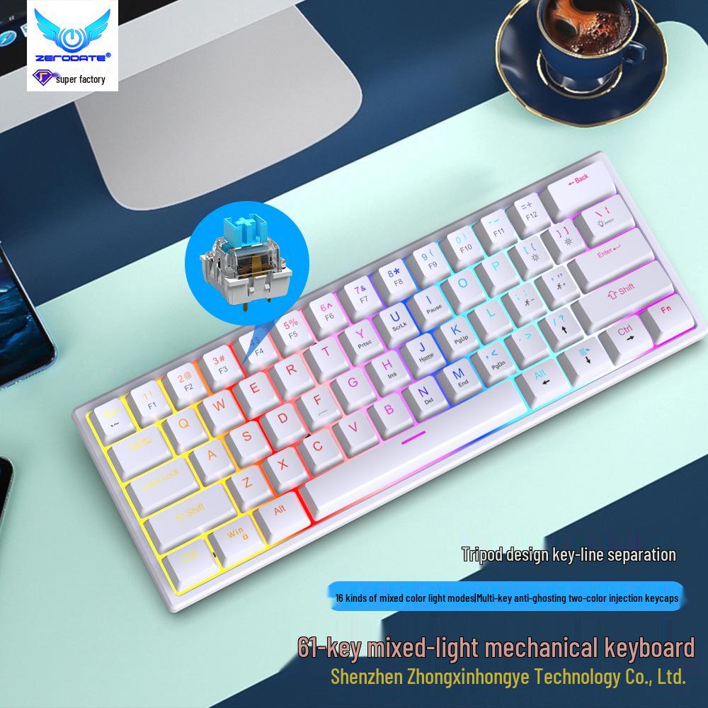 K98 Mechanical Keyboard with Blue or Red Axis, Wired Connection, Dual-Color Injection Keycaps for Gaming
