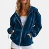 European and American golden velvet hooded sweater autumn and winter loose zipper cardigan jacket casual top