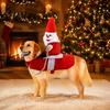 Cute Dog Santa Suit Rider Costume, Christmas Outfit, Adjustable Closure, Funny Festival Pet Outfit Apparel for Small to Medium Dogs, Holiday