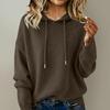 Women Hooded Sweater Adjustable Drawstring Long Sleeve Loose Fit Knitting Tops Fall Winter Pullover Tops