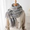 Luxury Faux Cashmere Winter Warm Plaid Scarf Women Soft Shawls Designer Thick Wraps Poncho Unisex Pashmina Blanket Neckerchief