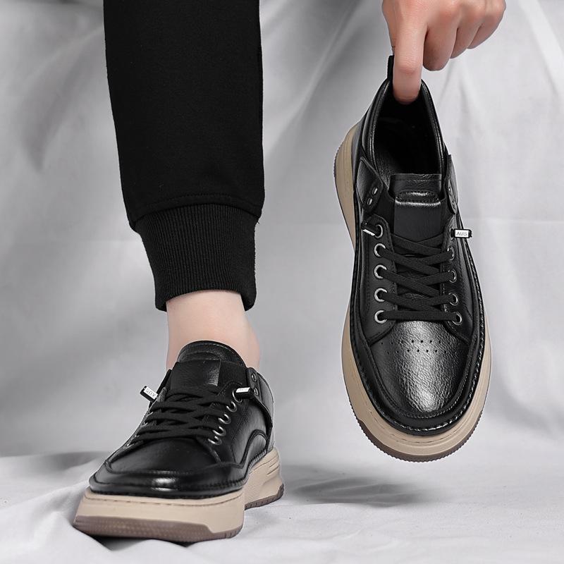 Tooling Board Shoes Men's Shoes 2024 Autumn and Winter New Fashion Casual Leather Surface Low-top British Retro Leather Shoes