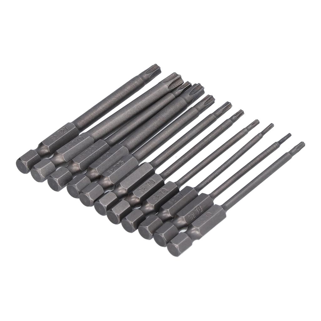 11 Piece Plum Blossom Screwdriver Bit Set 14in Hex Shank S2 Steel Magnetic 75mm Safety Bit Set