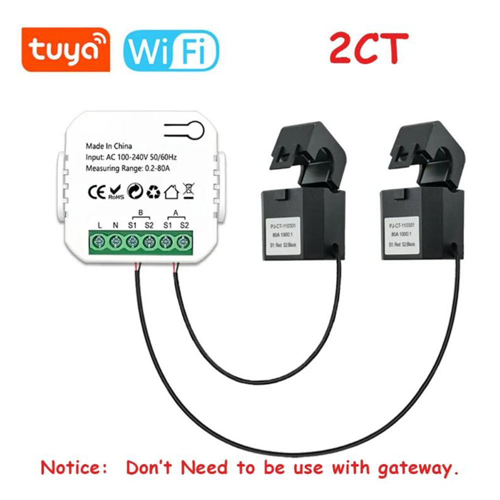 Tuya Wifi/ZigBee Intelligent Energy Meter Solar PV System Power Production Consumption Bidirectional Monitoring Meter APP1CT 2CT
