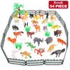 54 Pcs Mini Jungle Animal Toys Set  Realistic Wild Plastic Animals Learning Toys Elephant Gazelle Giraffe Gnu Gorilla Lion Tiger