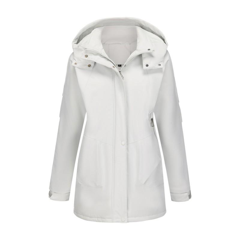 Womens Removable Hooded Windproof Warm Mountain Jacket Casual Cotton Puffer Coat