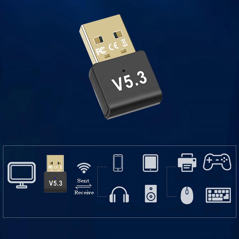 With Bluetooth Dongle BT5.3 for Computer USB External Wireless Adapter for Earphone Speaker Mouse Game Grip Printer Mobile Phone