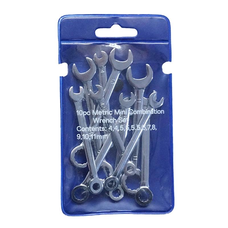 10Pcs 4-11mm Mini Box Wrench Set Open Dual-Purpose Combination Ratchet Wrenches Metric/Inch Wrench Hand Tools