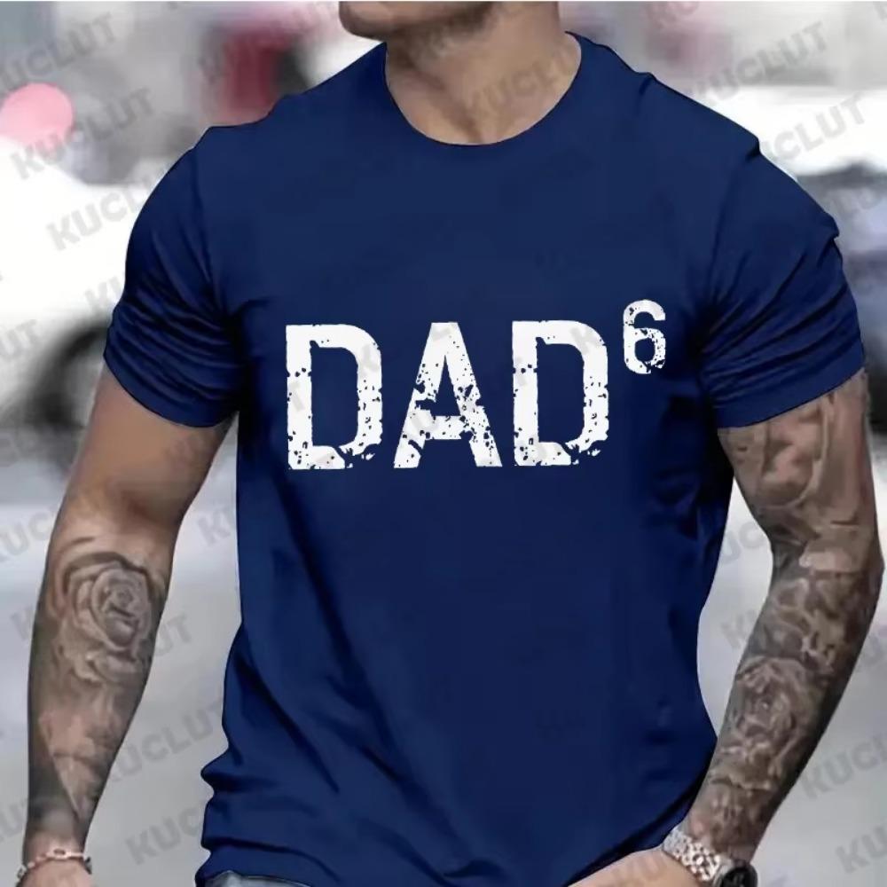 DAD 3 T Shirts for Men Blue Dad T-shirts Dad of 3 4 5 6 7 Shirts Husband Tops Clothes Funny Papa Tshirt Short Sleeve Clothing