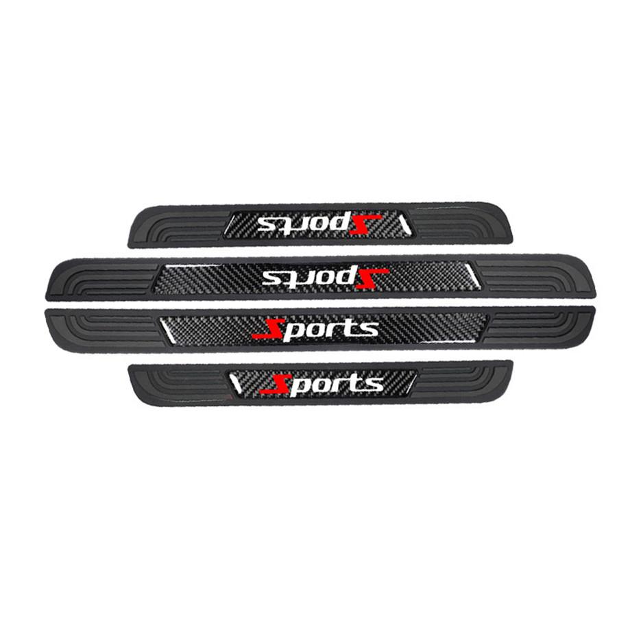 4 шт. Накладки на пороги дверей спортивного автомобиля, накладка из углеродного волокна, резиновая накладка, защита от царапин