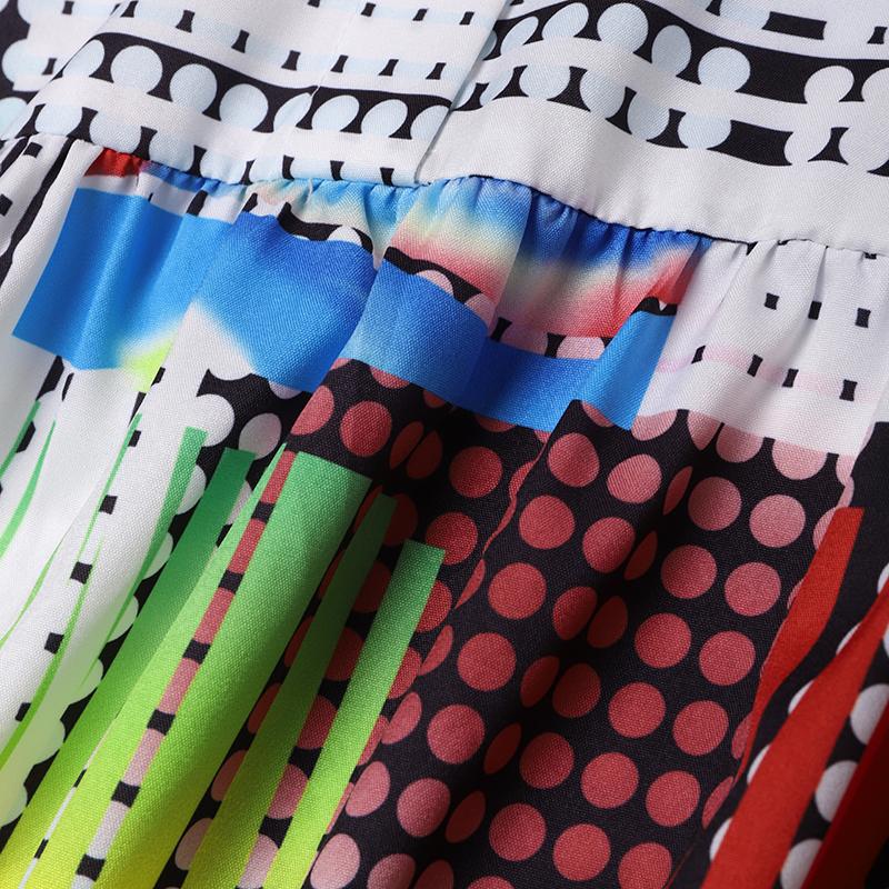 Women's Plus Size Shirt Collar Puff Long Sleeve Printed Loose Dress