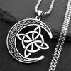 Crescent Celtic Irish Knot Necklaces Stainless Steel Witch Moon Amulet Protection Chain Necklace Zircon Collier Luna N8145S1