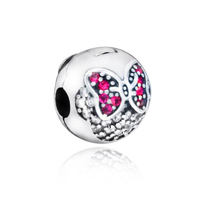 925 Sterling Silver Colorful Beads Transparent Shiny Row Clip Charm Fit Women Bracelet DIY Jewelry