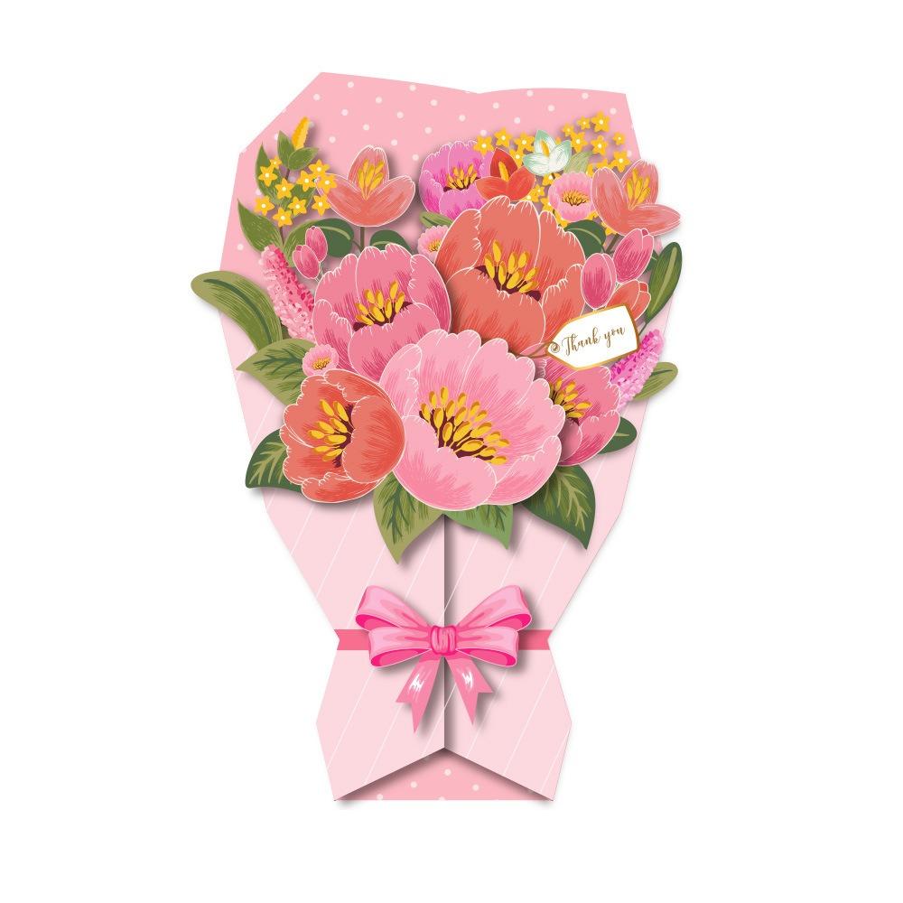 3D Thanks Flowers Postcard Sunflower/Rose/Carnation DIY Floral Birthday Cards Paper Craft Exquisite Greeting Card Teacher Day
