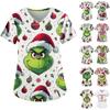 Women's Fashion V-Neck Short Sleeve Workwear With Pocket Christmas Printed Top