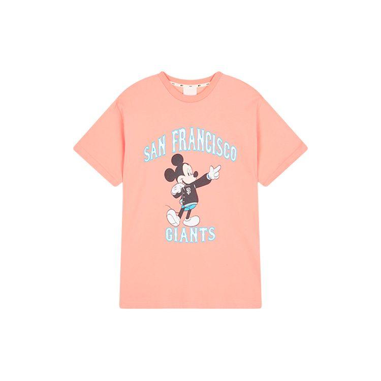 MLB X Disney Нью-Йорк Янкис Базовая футболка с принтом, круглый вырез, короткий рукав, унисекс, розовая 31TSK3031-14O