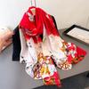 New Printing Simulation Silk Brocade Sunscreen Contrasting Color Flower Silk Scarf Long Scarf Shawl Versatile Headscarf Scarf
