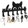 Настенный держатель для ключей с кошками, 6 крючков, самоклеящийся, без сверления, экономия места, декор прихожей