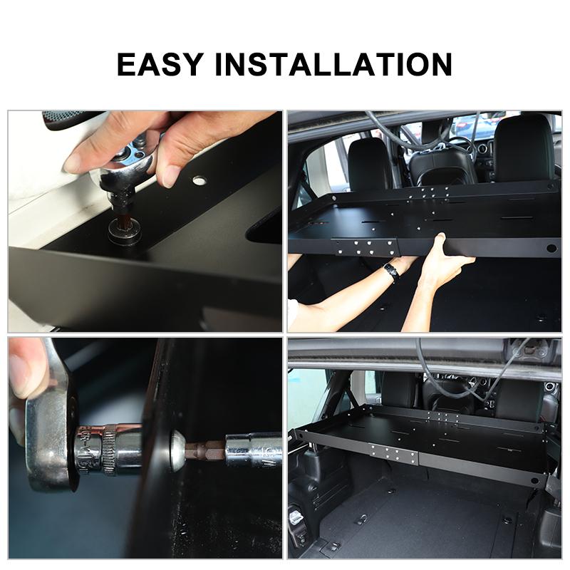 TESIN Trunk Storage Rack Luggage Shelf for Jeep Wrangler JK JL 4 Door 2007-2017 2018-2025 Rear Cargo Racks Interior Accessories