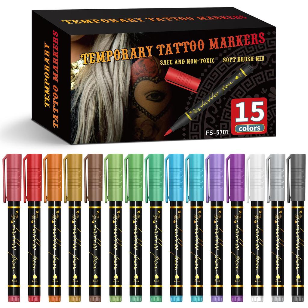 Хэллоуинская ручка-временная татуировка для начинающих - Легко смываемый маркер для кожи для боди-арта