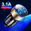 Car Charger USB Dual Port Quick Charging Adapter Rapid Plug LED Display 12V/24V Power Adapter For Mobile Phones, Tablets