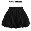 Women's High-Waist Puff Skirt Shorts - Summer Black A-Line Bubble Lantern Design