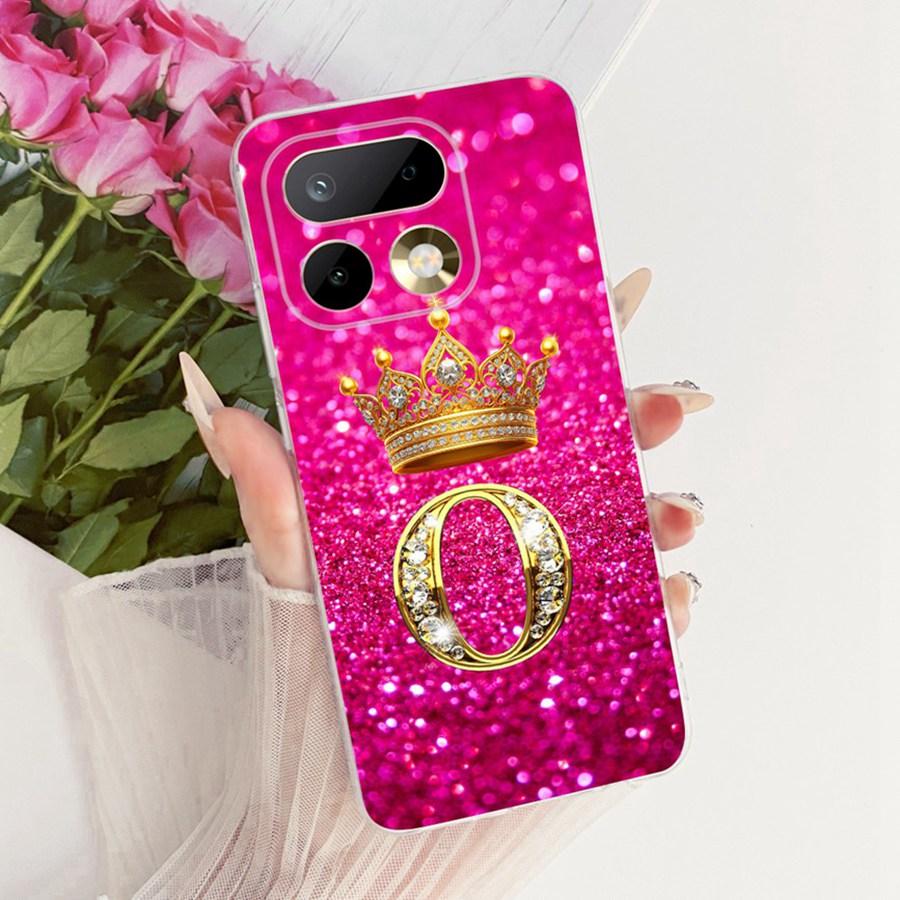 Чехол для Realme 16 Pro Милая Корона Буква Мягкий Черный Силикон ТПУ Задняя Крышка Телефона Для Realme16Pro 16Pro+ Плюс Ударопрочный Чехол