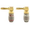 Nakamichi FanLock Excel Series 24k Gold Plated Right Angle Banana Plugs 10 AWG 18 AWG Gauge Size 4mm for Speaker Amplifier Stereo Home Theater Radio