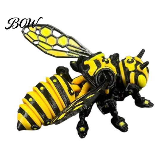 Creative Gift for Collectors Articulated Bee Statue, 3D Printed Movable Joints Insect Figurine Car Unique Tabletop Decoration Dashboard And