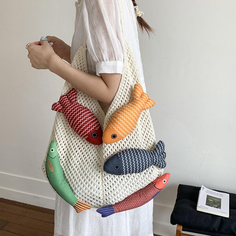 Сумка с чувством дизайна женская вязаная шерстяная вязаная вставка для отдыха портативная на плечо тоут большая сумка