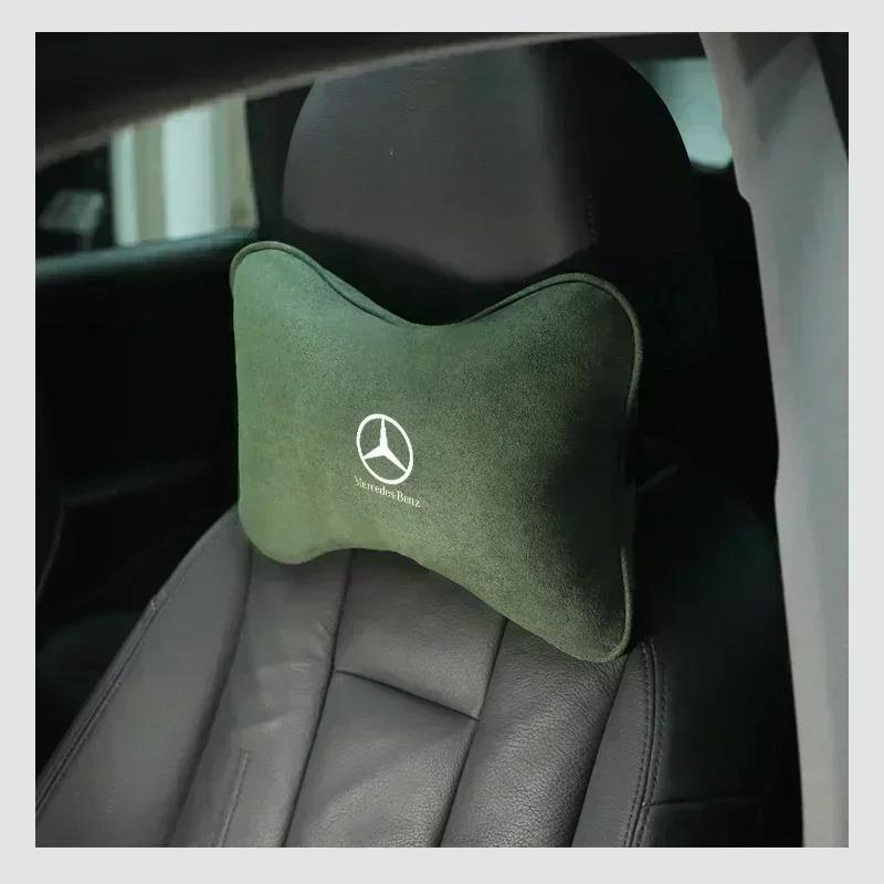Suede Car Seat Neck Pillow Headrest Head Rest Relax Protector For Mercedes Benz AMG W203 W206 W220 W205 W211 W212 W201 W210 W108 JKLMP1