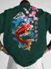 Japanese Koi Fish Cherry Blossom Pattern 3d Print Breath Quickdry Unisexs Largesize Tshirt Leisure Street Parentchild Clothing