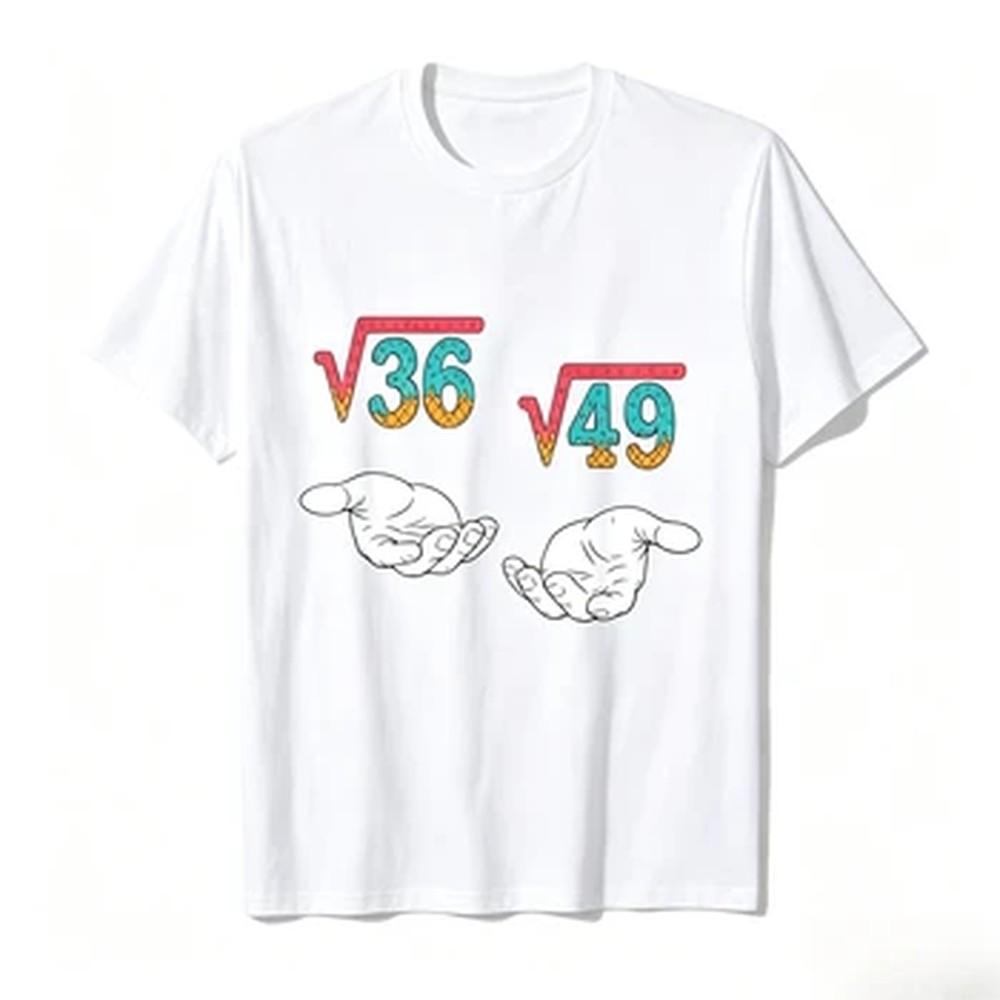 Unisex Square Root 36 49 Meme 67 Ice Cream Drip Tshirt Math Teacher Print Short Sleeve Casual Daily Fashion Streetwear Tee Top