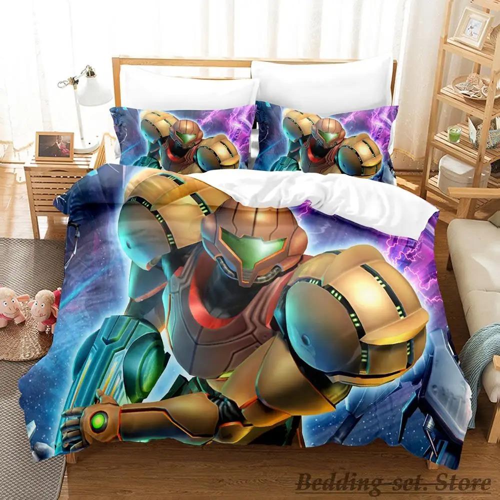 Metroid Prime Bedding Set Single Twin Full Queen King Size Bed Set Adult Kid Bedroom Duvetcover Sets Game Parure de lit Bed