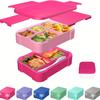 Bento Lunch Box Adult 2 Tier Lunch Box, 6 Compartments, Plastic Adult and Youngsters's Work School Lunch Box 1550ml