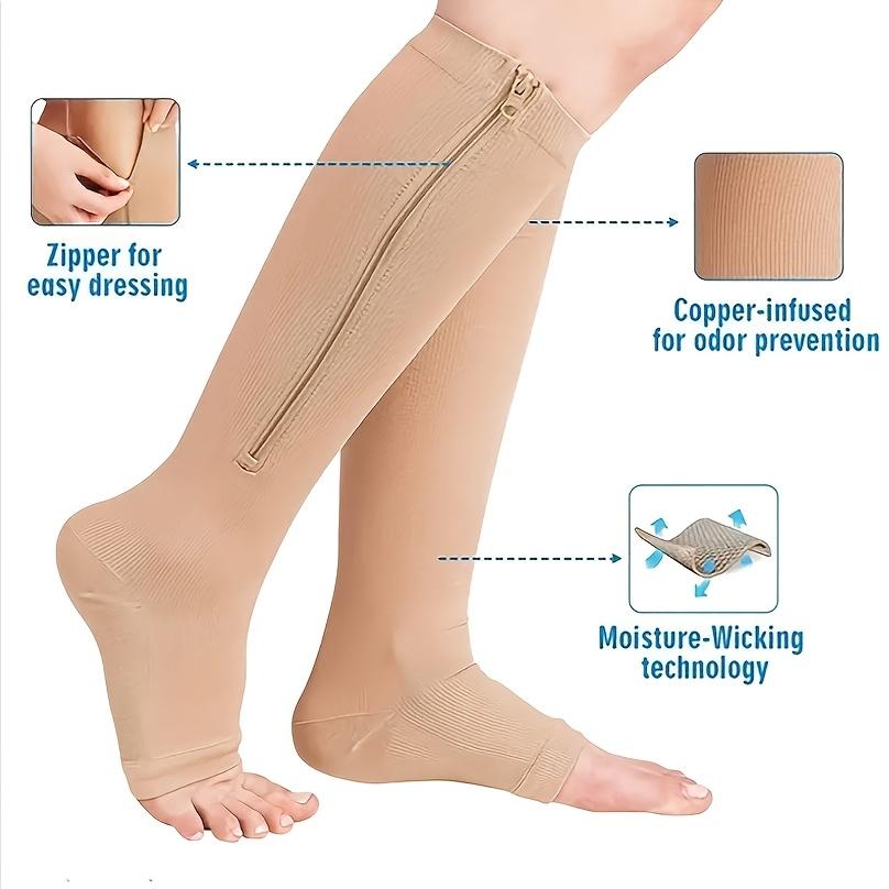 Unisex Double Zipper Sports Compression Socks for Outdoor Activities, Designed to Slim The Legs And Provide Calf Support.