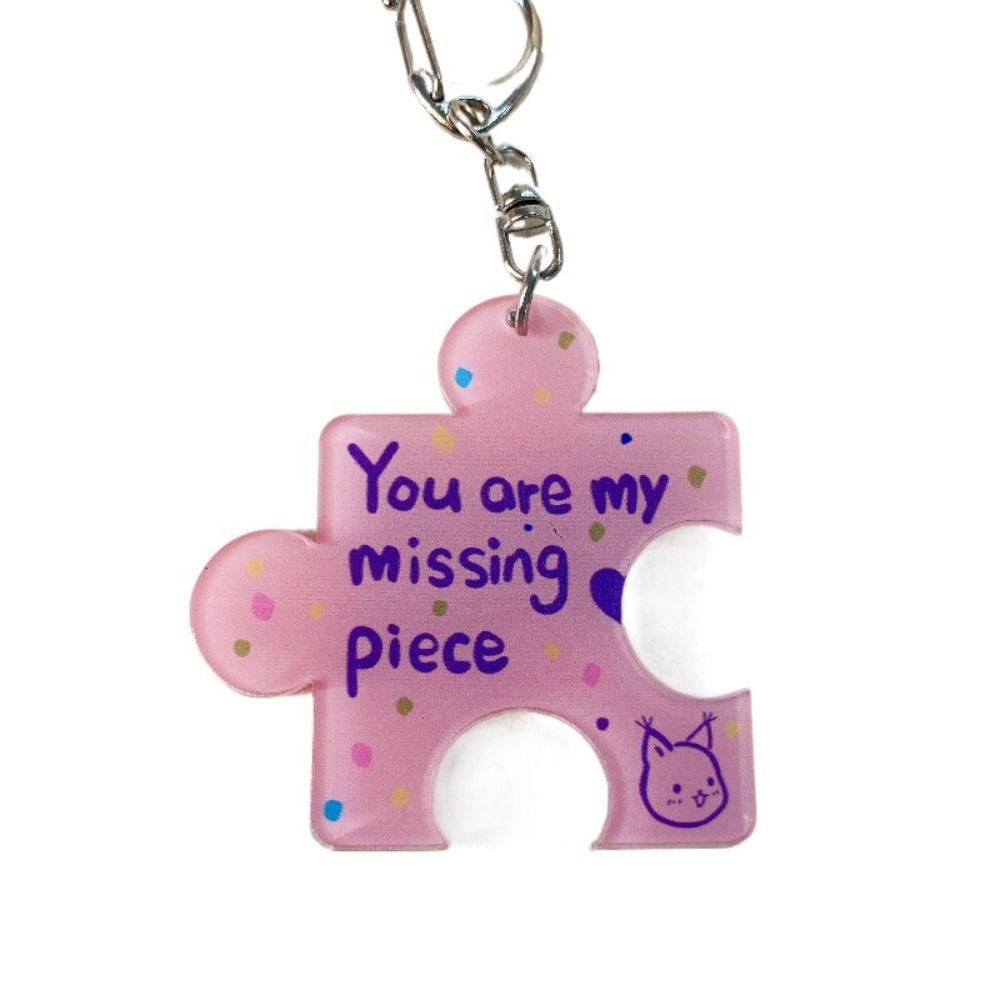 Multicolour Acrylic Puzzle Text Keychain Korean Style Accessories Versatile Daily