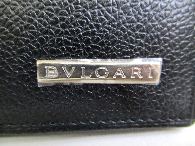 Оригинальный черный кожаный складной кошелек BVLGARI с клапаном и отделением для купюр, ID-карты #a164 Открытая коробка