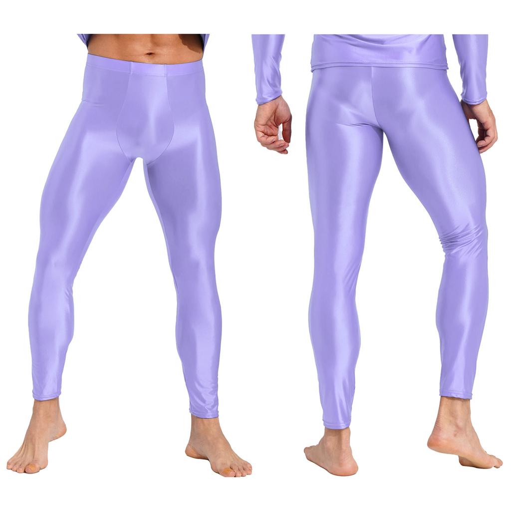 Мужские глянцевые длинные тонкие леггинсы Колготки для спортзала Йога Спортивная одежда Узкие брюки Нижнее белье Низ
