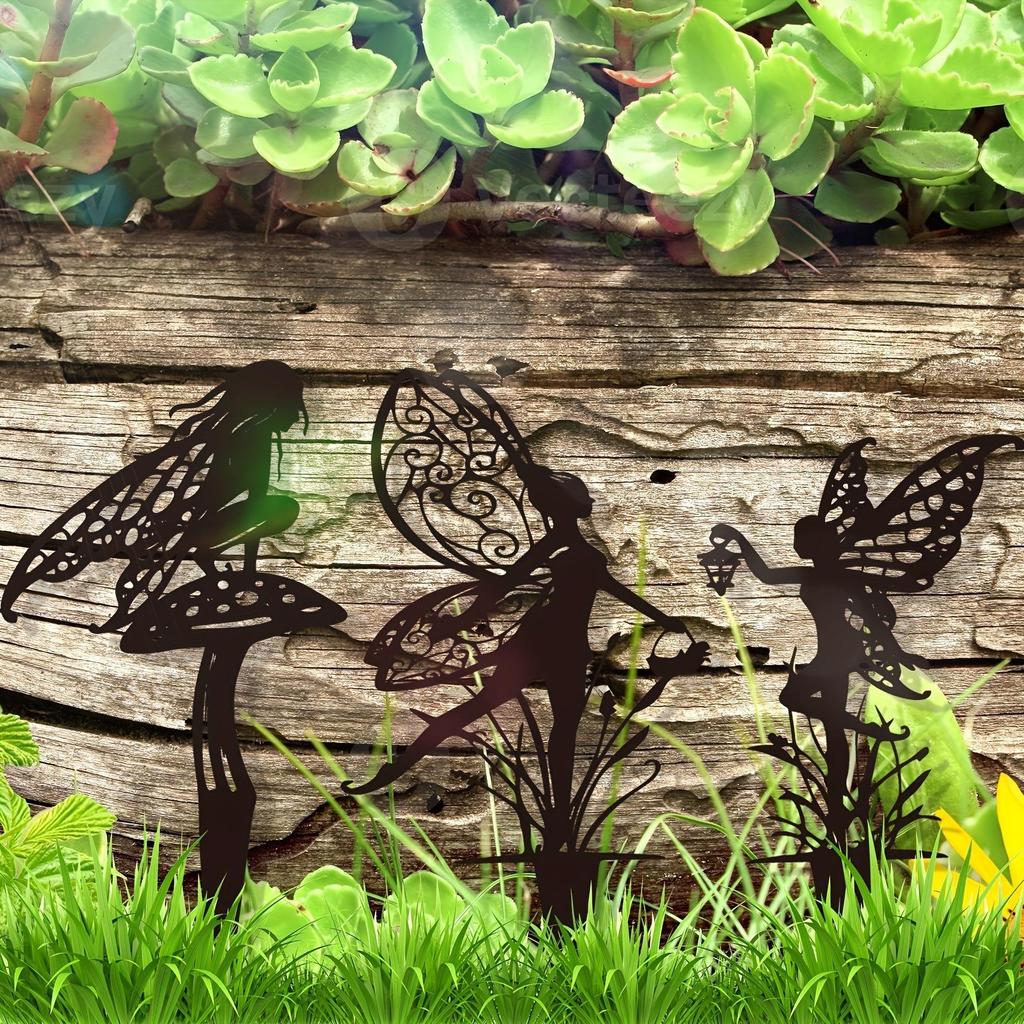 Cross-Border Garden Fairy Metal Ground Stakes - Outdoor Lawn & Flower Pot Decorations