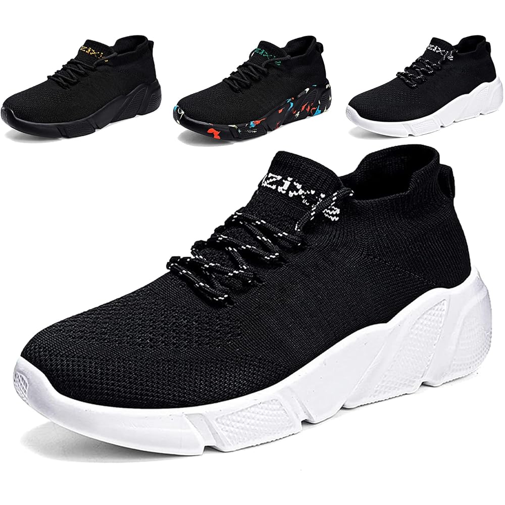 CFFHRB Men's Sneakers Running Shoes Athletic Shoes Black Slip-on Walking Shoes Training Couple