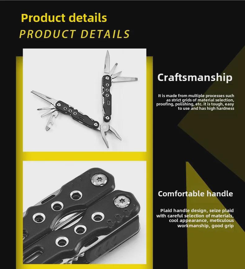 Многофункциональные складные плоскогубцы из нержавеющей стали с ножом — портативный инструмент для самообороны на открытом воздухе