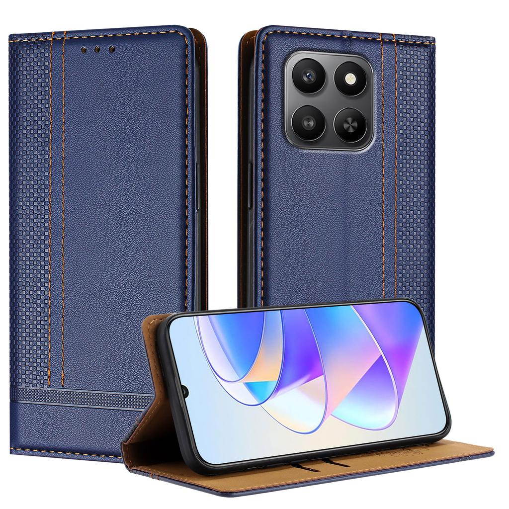 Для Honor 400 Смарт-чехол L-образный сетчатый узор Кожаная подставка Чехол для телефона со слотами для карт