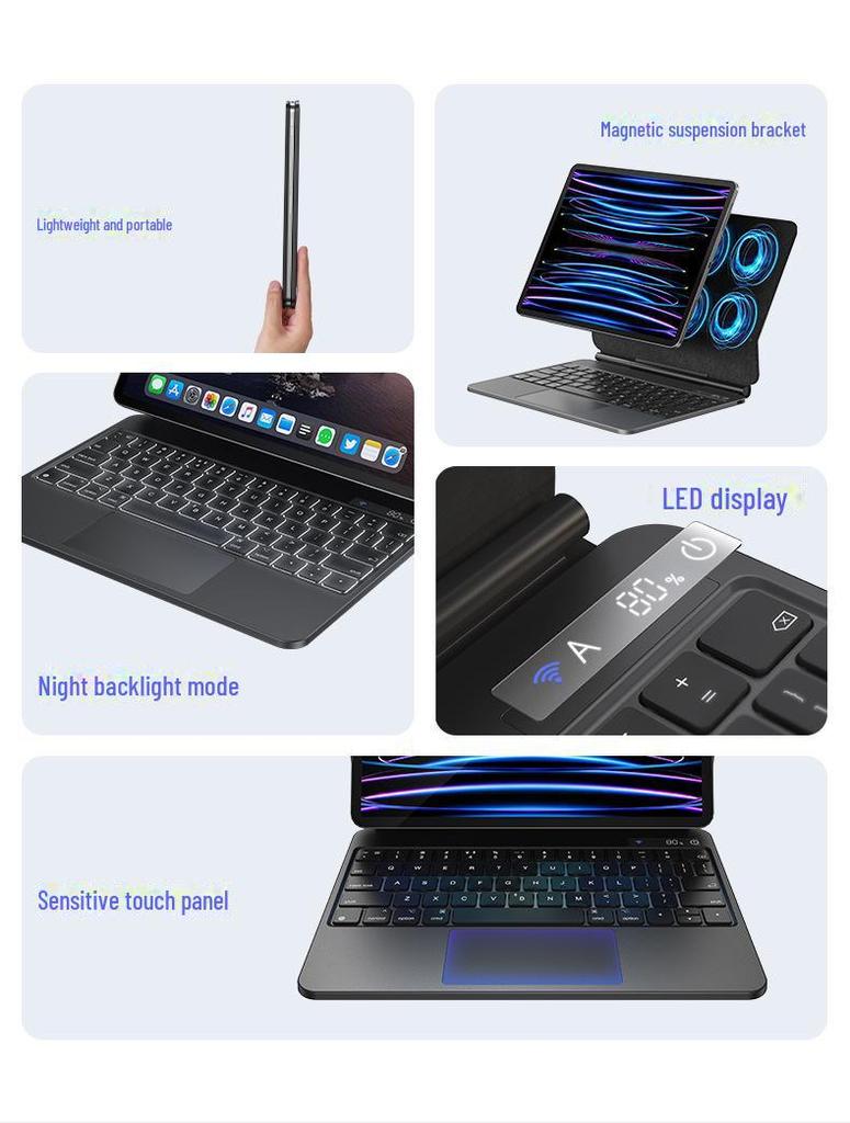 Клавиатура и защитная обложка USAMS для iPad Pro 11" и Air 4/5 10.9" с цифровым дисплеем