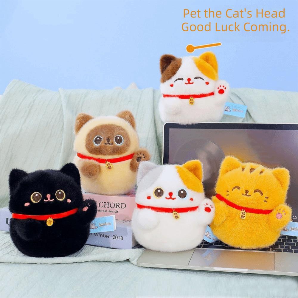 Plush Mascot Lucky Kitten Plush Toys Waving Hand Cute Cartoon Cat Doll Desktop Pets